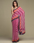 needle and thread dark pink and white printed sari